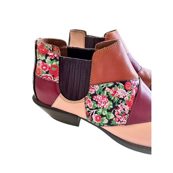 COACH Patchwork Bandit floral printed leather ankle boots booties 6.5‎ / 37 - Picture 3 of 12